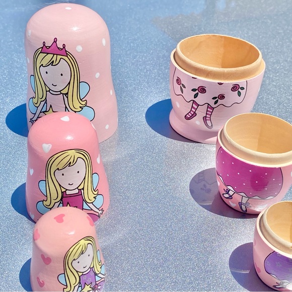 Princess Matryoshka Nesting Dolls Pink 5 Inches to 1 Inch Tall - Picture 2 of 10